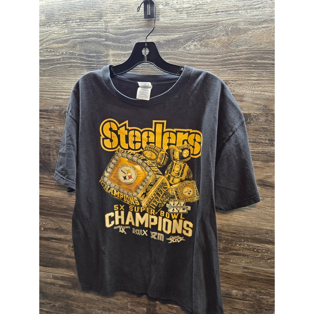 Vintage Pro Weight Pittsburgh Steelers 5X Super‎ Bowl Champions T-Shirt Mens L